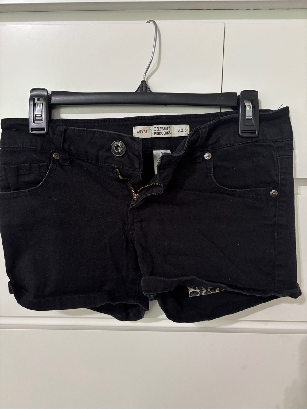 Celebrity Pink Black Denim Short Shorts